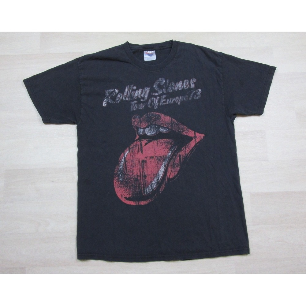 Vintage Y2K Rolling Stones T Shirt Men's (L) Tour of Europe '73 REPRINT Band